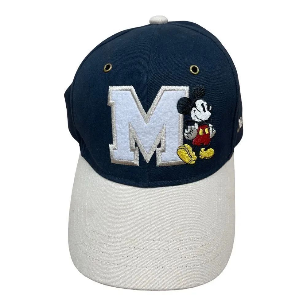 Vintage Disney Mickey Mouse Large M Baseball Hat Resort Adult Size Adjustable